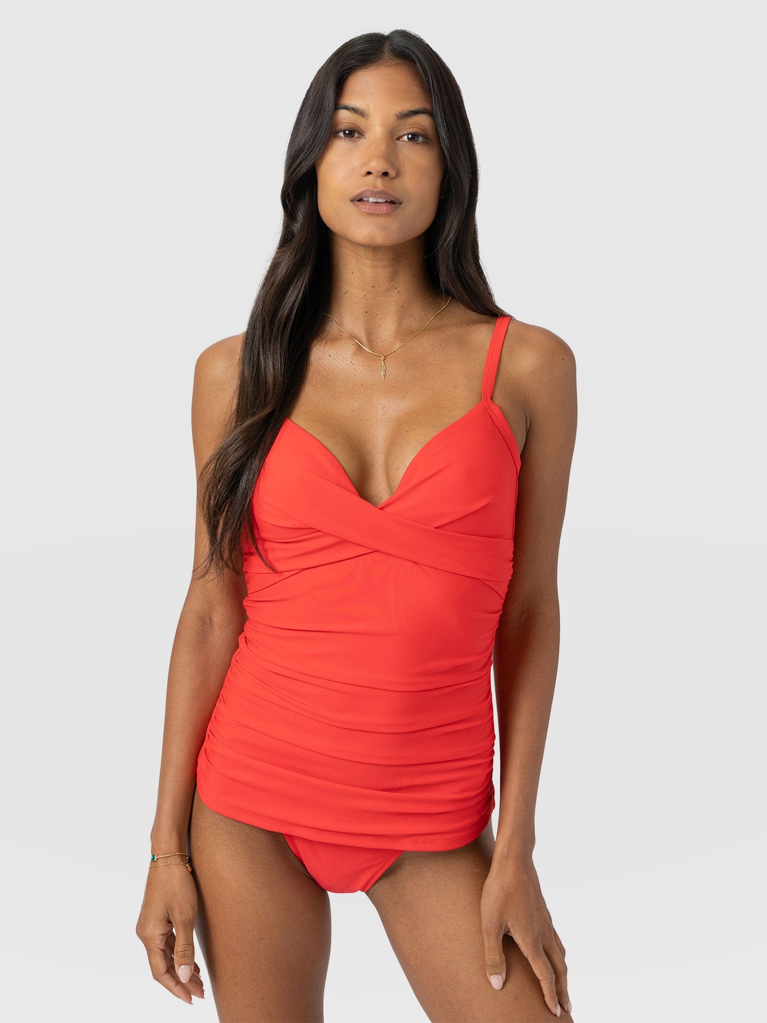 Riley Cross Front Tankini Top - Red - Women's Swimwear | Saint + Sofia® USA